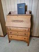 Antique Oak Secretary Cabinet Hidden File Storage + Bible