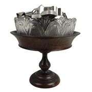 LOT Antique Wooden Pedestal & Glass Dish Metal Cookie Cutters