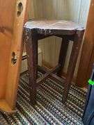 LOT Antique Wooden Side Table Vtg Wall Shelf Hooks Sunflower Clock