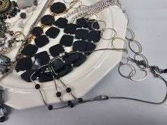 Vintage Jewelry Silver Black Necklaces Chunky Gem LOT