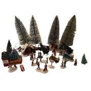 LOT Christmas Village Trees People Figures John Deere Accessory