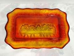 Indiana Glass Last Supper Plate EAPG Amberina