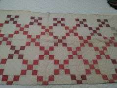 Irish Chain Quilt Hand Stitched Antique