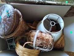 LOT Vintage Card Table + Large Box Baskets Longaberger+