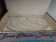 2 Vintage Snack Sets Glass Party Plates Cups Ruby Thumbprint Flash