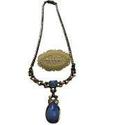 Jewelry Barclay Lavalier Blue Opalescent Moon Glow + Fern Pin