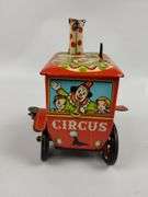 1950s Tin Litho Circus Clown Car Merry Ball Blower Toy Runs