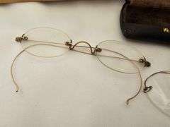 2 Antique Spectacles Pince Nez Hair Clip Gold