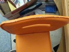Janome DC2010 Sewing Machine Fiskars Clear Table + Orange Chair