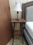 Antique End Table Plant Stand & Lamp