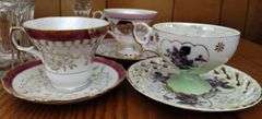 Pickers Lot Vintage Antique Glass China Tea Cups Spice Grinder