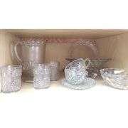 Westmoreland Glass Pitcher & Glasses Shell Jewel + Wexford Pieces EAPG Vintage
