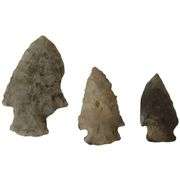 3 Primitive Notched Arrow Heads Indiana Native American