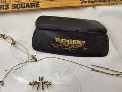 2 Antique Spectacles Pince Nez Hair Clip Gold