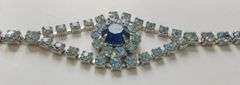 Vintage Costume Jewelry Sapphire Rhinestone Necklace Bracelet Earrings