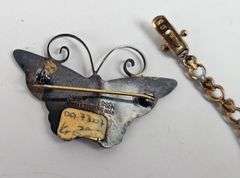 Vintage Sterling Butterfly Pin Gem Bracelet .925 Silver