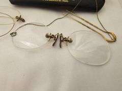 2 Antique Spectacles Pince Nez Hair Clip Gold