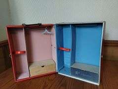 Vintage SPP Barbie Ken Doll Trunk Case Drawers Strap Red