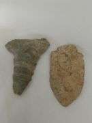 2 Primitive Lanceolate Stem Arrow Heads Indiana Native American