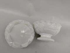 Westmoreland Pansy Pattern Basket LE Smith Grapevine Milk Glass