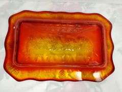 Indiana Glass Last Supper Plate EAPG Amberina