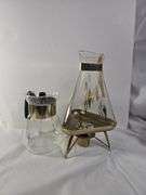 MCM Atomic Vintage Gold Glass Coffee Carafes Mid century Modern