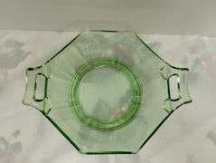 Heisey Glass Octagon Bowl Plate URANIUM Federal Sherbet
