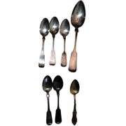 Mix of Coin & Sterling Silver Spoons Antique Fiddleback