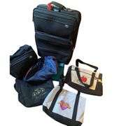 LOT American Tourist Suitcase+ Carry On + 5 Tote Bags