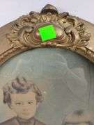 Antique Portrait of 2 Children Gold Tone Frame 22"