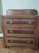 Antique Wood Dry Sink Base 3 Drawer Dresser