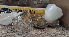 Pickers LOT: Vintage Glass Milk MCM Silver Cake Plate