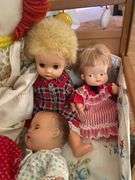 LOT Vintage Baby Dolls Doll Crib+ Schoolhouse Hooks Coat Rack