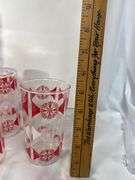 Vintage Anchor Hocking Red MCM Bar Glasses Set of 8 IOB