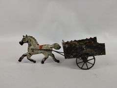 Antique Tin Horse & Wagon Toy Gibbs George Brown 1870-1920s