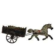 Antique Tin Horse & Wagon Toy Gibbs George Brown 1870-1920s