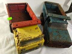 2 Vintage Pressed Steel Toy Trucks Structo Dump