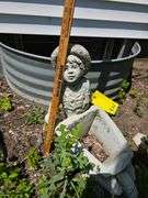 Vintage Boy Overalls Wheelbarrow Planter Figure Outdoor Garden