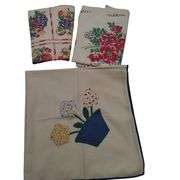 Quilted Stitched Dresser Scarf & Printed Vintage Table Cloths Tablecloth