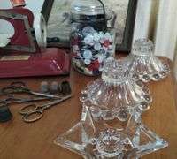 Pickers Lot Vintage Antique Sewing 1 Sterling Thimble Boopie Candlesticks