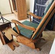 Green Padded Glider Chair + Checkers Table