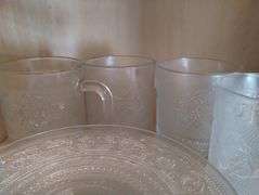 Anchor Hocking Manhattan Art Deco Bowl Set + Cups Saucers