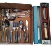 Vintage Stainless Steel Flatware & Carving Bread Knives in Boxes