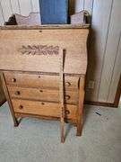 Antique Oak Secretary Cabinet Hidden File Storage + Bible