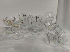 LOT Vintage Bridal Champagne Glasses & Clear Champagne Glass Set