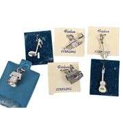 Vintage Sterling Charm Lot New Music Guitar Trumpet
