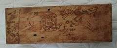 Antique Flemish Art Wooden Pyrography Rose Floral Painted Carved Box & Cane