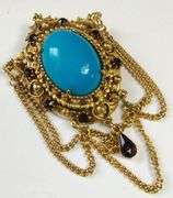 Vintage Costume Jewelry Florenza Brooch Pin Dangle *Miss Stone