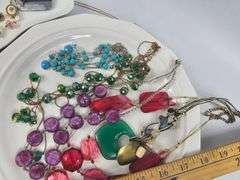 Vintage Jewelry Chunky Gemstone Necklaces 1928 Roses