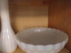 LOT Vintage Milk Glass Vases Bowl